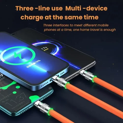 3 in 1 120W 6A Fast Power Type C Cable Micro USB for iPhone Power Cable for Samsung Huawei Phone Charger USB Cable - Image 4